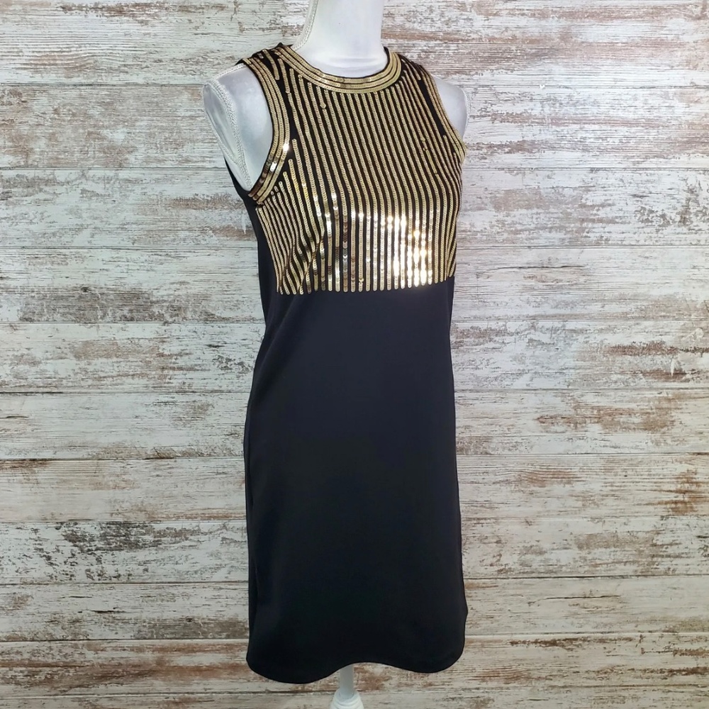MICHAEL MICHAEL KORS Black Sleeveless Sequined Zip Dress